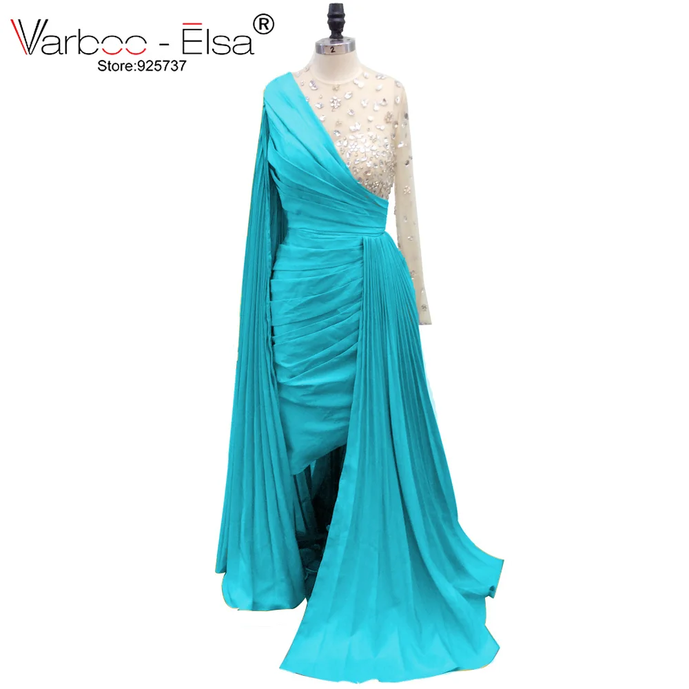 VARBOO_ELSA вечернее платье с длинным рукавом es ручная вышивка стразами robe de soiree musulman вечернее платье вечерние арабское вечернее платье - Цвет: as pic