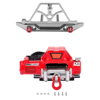 

Metal Steel Wire Automatic Simulated Winch for 1/10 Axial SCX10 90046 D90 Traxxas TRX4 Redcat,Red & Metal Rear Bumper