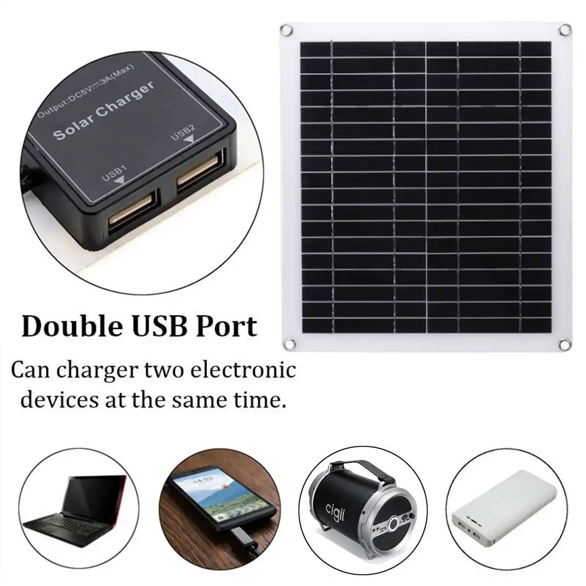 Солнечная панель 30 Вт двойной USB 12 В 5 в Поликристаллический солнечный элемент для батареи сотового телефона зарядное устройство RV Yacht для кемпинга на открытом воздухе автомобильное зарядное устройство