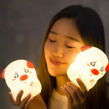 

Bedside Soft Silicone Remote Control Pig Shape Gifts Cartoon Children USB Charging Night Light Energy-Saving Baby LED Lamp