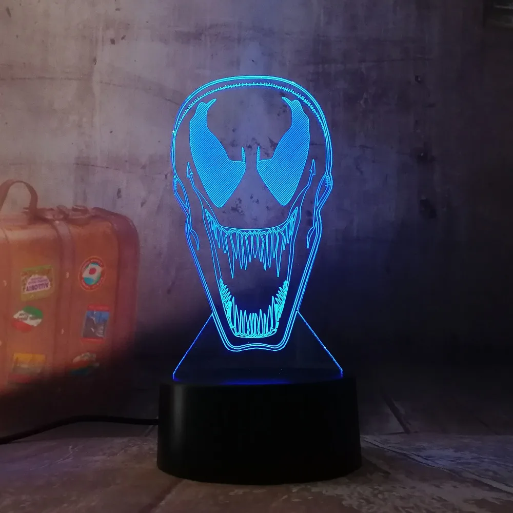 Светодиодный ночной Светильник DC Marvel Comics, фигура Венома, ночной Светильник для детской кровати, декоративная атмосферная Сенсорная лампа 3d