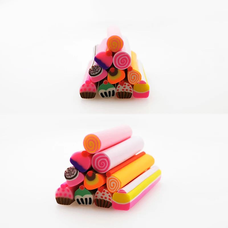 10pcs 50 шт. популярный милый мультяшный дизайн ногтей Fimo крошечные Fimo Ломтики Полимерная глина наконечники для украшения ногтей Блеск DIY очаровательные Гвозди Инструменты - Цвет: 10pcs