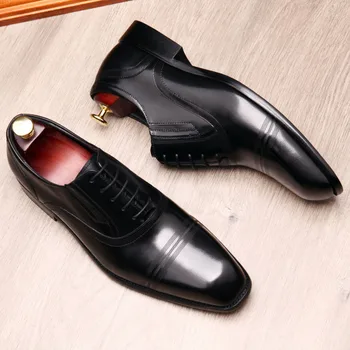 

Man Business Male Shoes Fashion Men Wedding Dress Formal Shoes Cow Leather Luxury Men Office Brown Black Oxford Party Shoes