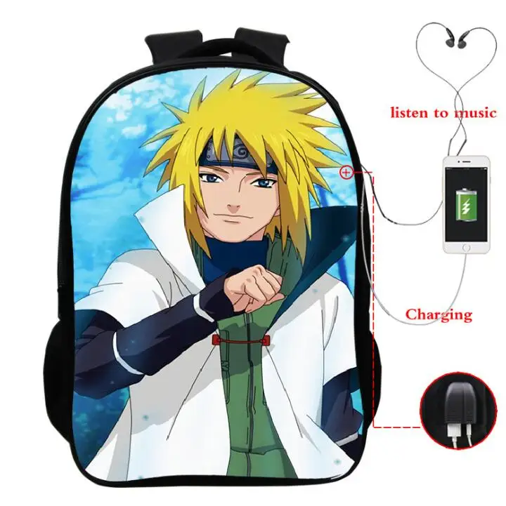 Аниме Наруто Sauke Itachi многофункциональные рюкзаки для подростков мальчиков и девочек зарядка через usb разъем для наушников школьные сумки Дорожная сумка