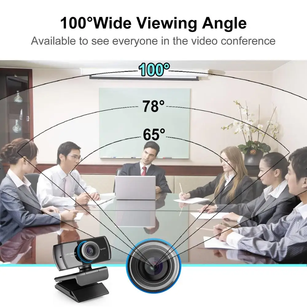 Spedal C920 1080p Hd Webcam with Microphone 100&deg;Wide Angle Video Conferencing Live Streaming Free Drive for PC Mac Laptop