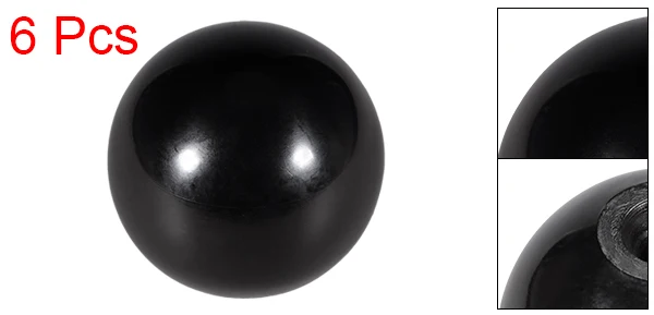 Uxcell 6 шт. отверждаемый материал сферическая ручка с M6/M8/M10/M12 внутренняя резьба машины ручки 30/32/35/40/50 мм Диаметр гладкая оправа черного цвета - Цвет: M6 30mm Dia