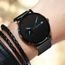 Новые часы с синей указкой Простой повседневный кожаный ремень мужские кварцевые часы мужские наручные часы Relogio Masculino