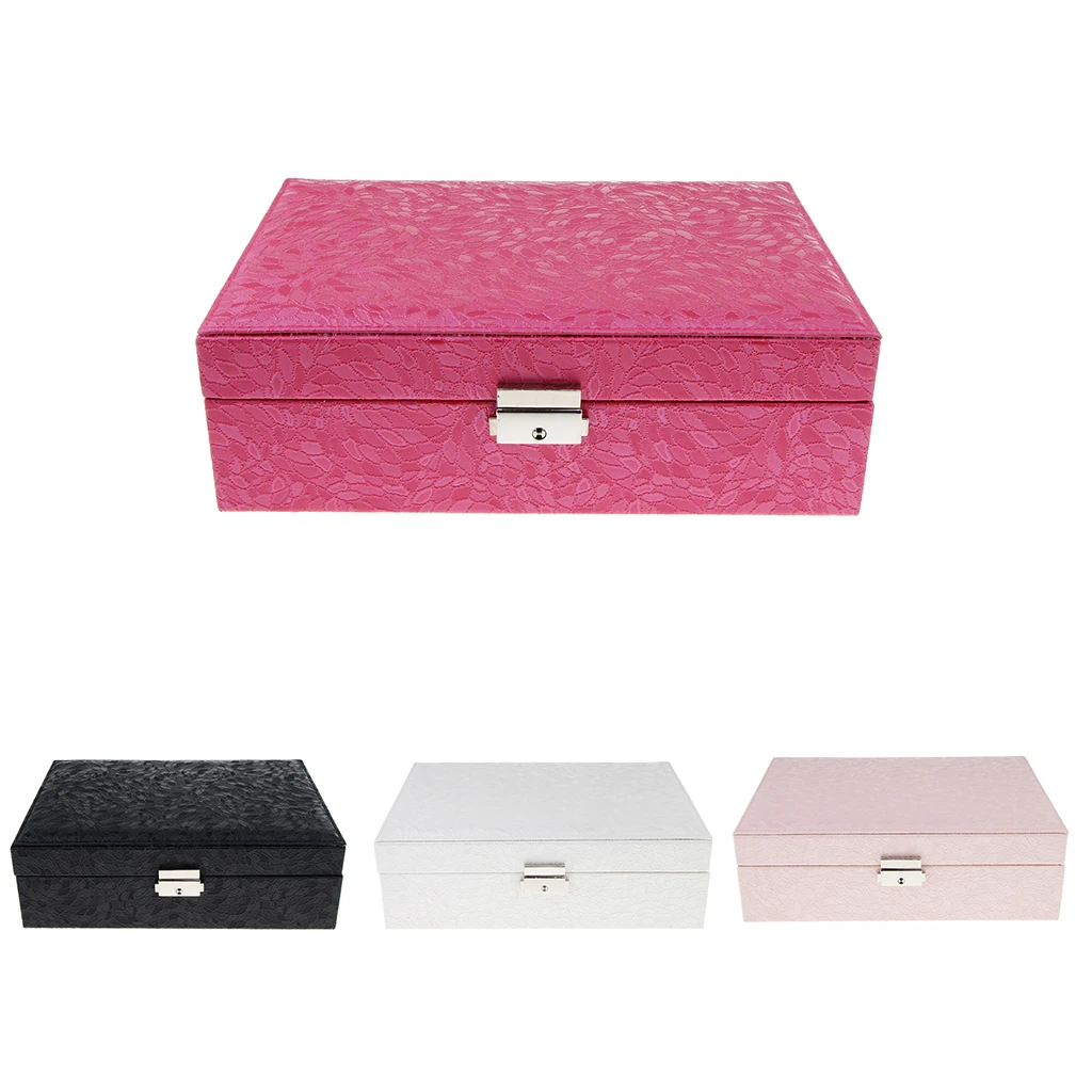 

PU Leather Double Layer Jewelry Box Storage With Heart Shape Mirror