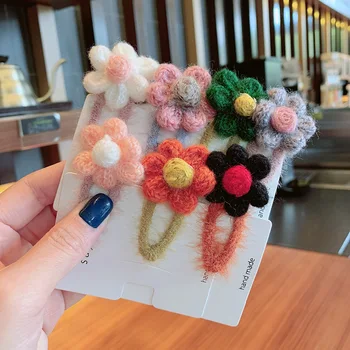 

Korean Style Handmade Wool Cute Delicate Fashion Small Flower Pet Dog Fluffy Pets Hair Clip Decoration Bichon Poodle Yorkshire