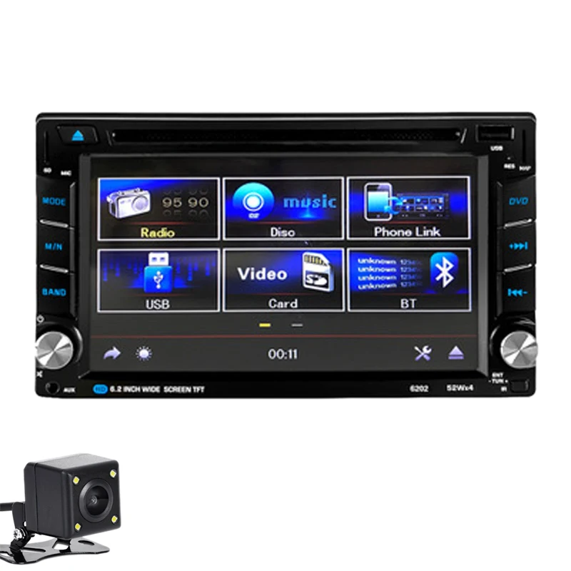 2 Din автомагнитола 6,2 дюймов Mp5 dvd-плеер Gps навигация ЖК-дисплей сенсорный экран Мультимедиа Bluetooth Usb плеер 6202