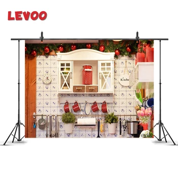 

LEVOO Photography Backdrop Christmas Kitchen Capboard New Year Decor Photo Background Photozone Photo Studio Props Fabric Vinyl
