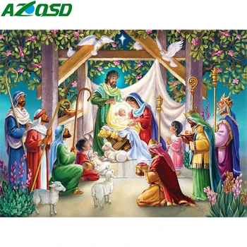 

AZQSD Diamond Painting Religious Cross Stitch Diamond Embroidery Icon Handmade Home Decor Picture Of Rhinestones Gift