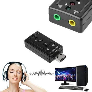 

7.1 External USB Sound Card USB to Jack 3.5mm Headphone Audio Adapter Micphone Sound Card For Mac Win Compter Android Linux