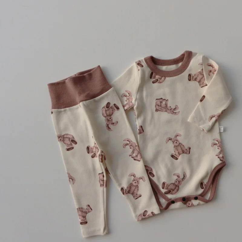 Autumn New Baby Bear Clothes Set Boys Long Sleeve T Shirt + Leggings Set Girls 2pcs Pajamas Suit Toddler Cartoon Tracksuit small baby clothing set	