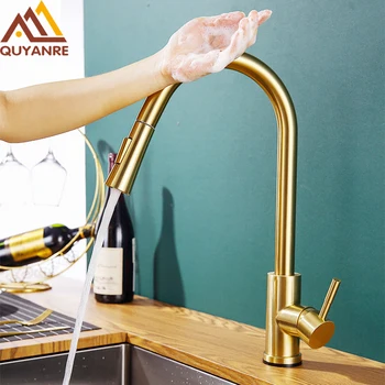 

Champagne Bronze Gold Sensor Kitchen Faucets Sensitive Smart Touch Control Faucet Mixer Tap Touch Sensor Smart Kitchen Taps