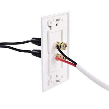 

1 Speaker 2 Binding Post Banana Jack Wall Plate Face Plate White Metal + Plastic Wall Plug