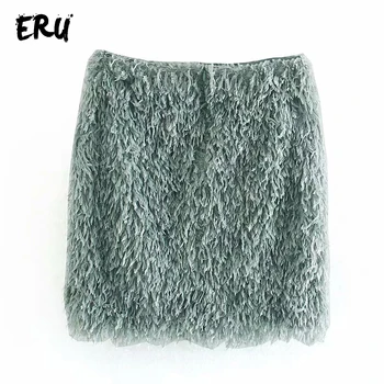 

ERU high waist casual pencil mini skirts women winter 2019 work ol sexy feather ladies skinny shorts skirts mujer