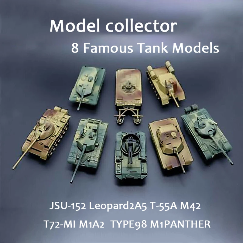 

8pcs/set Scale Action Figure M42 JSU-152 T-55A M1A2 T72-MI Tank Assembled Model Heavy Machine Tank Gift For Children DIY Toys