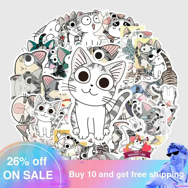 

53Pcs Cute Cat Stickers Kawaii Cartoon Decor Sticker List Journal Sticker for Kids DIY Scrapbooking Diary Albums Sticker