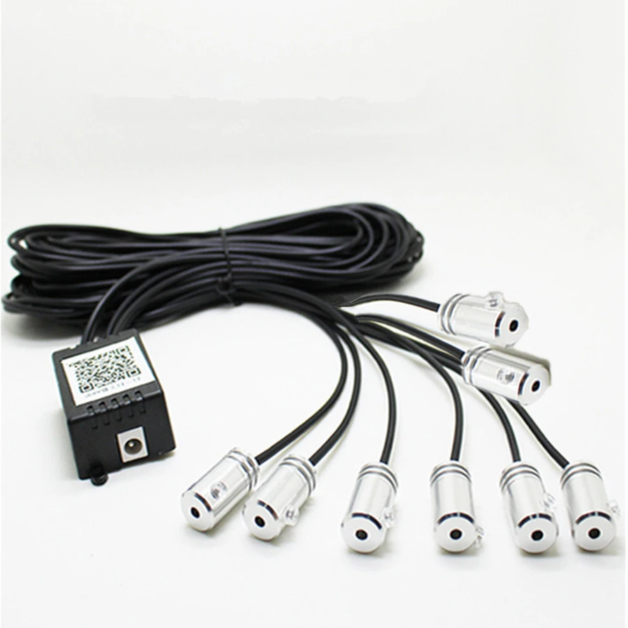  8pcs RGB LED Atmosphere Lamps with Car Interior 10M Optical Fiber Strip Light & Floor Foot Interior