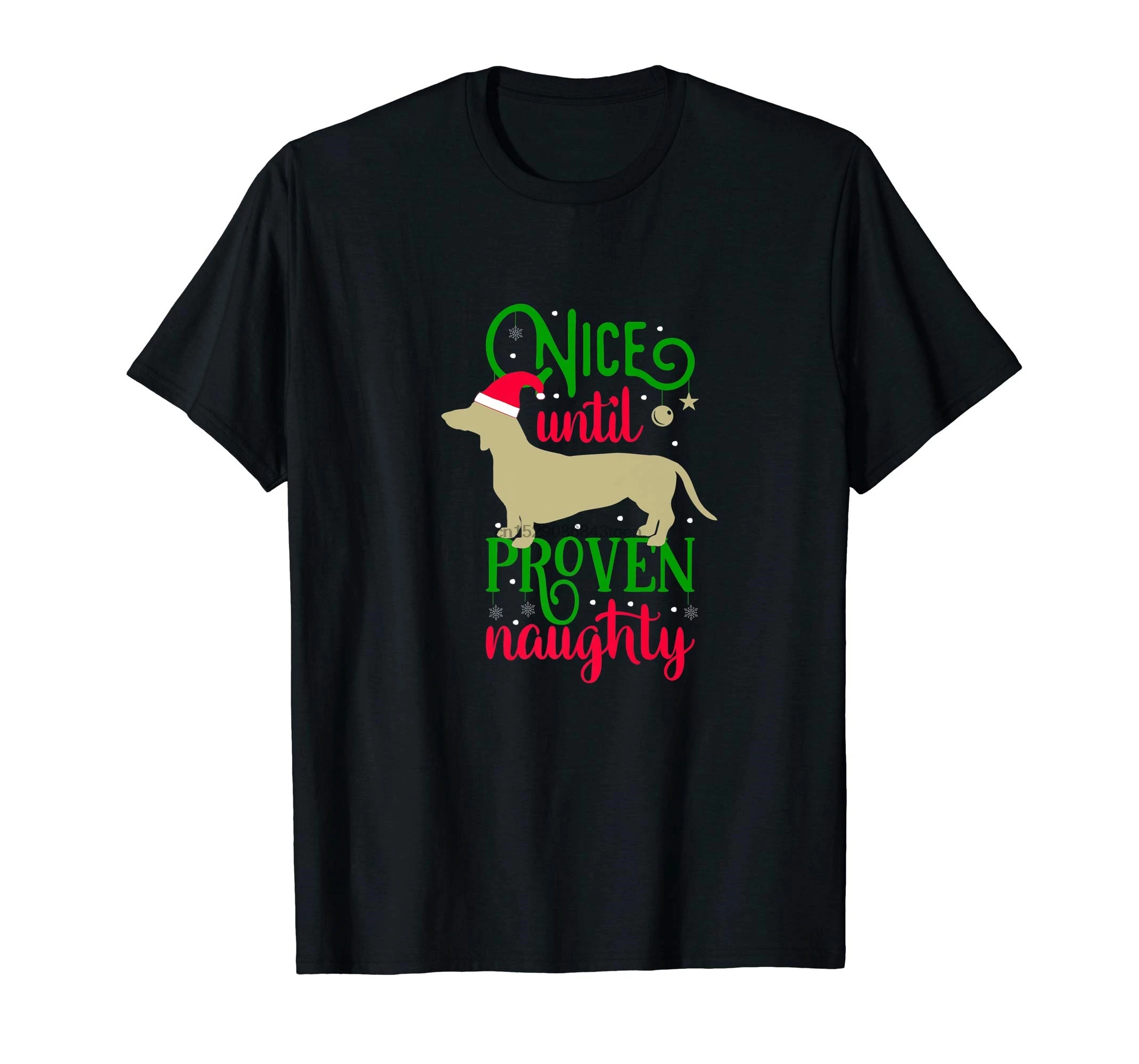 Cute Dachshund Christmas Funny Wiener Dog Shirt-Men's T-Shirt-Black |