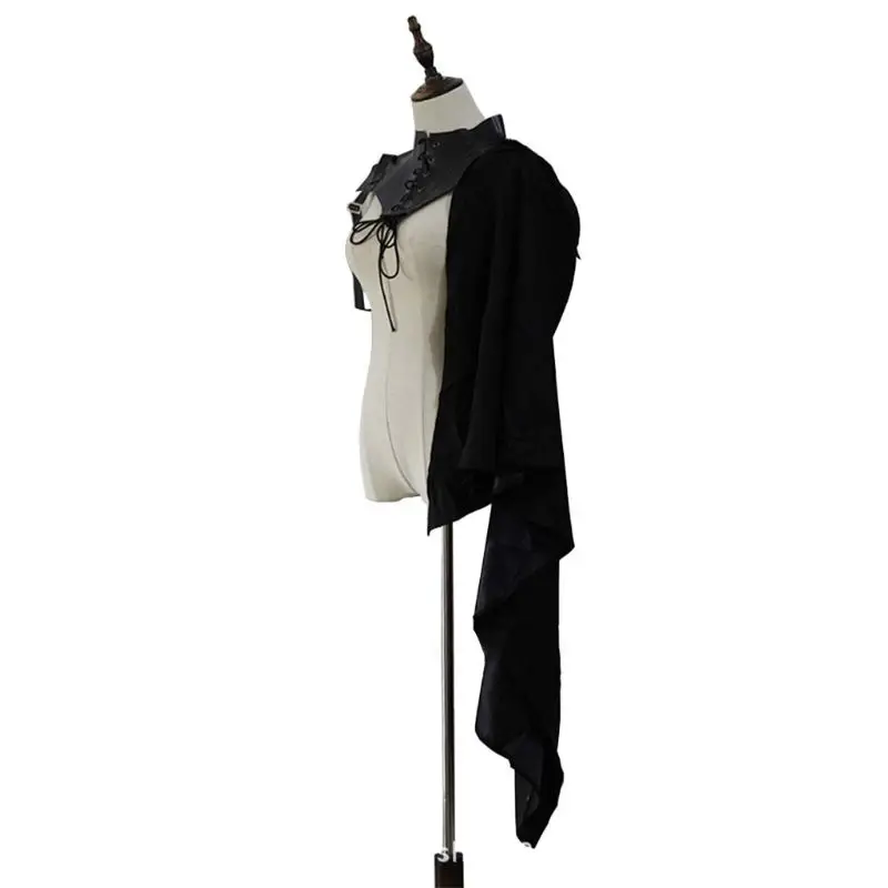 Medieval Black Cloak Single Shoulder Retro Cape Gothic Punk Party Anime Cosplay Costume oldier Top