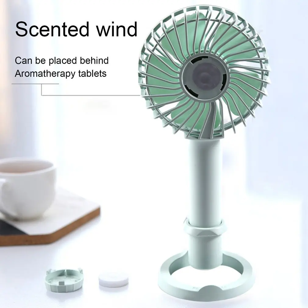 Color : Blue USB Table Desk Personal Fan Mini Fan USB Fragrant Small Creative Cute Cartoon Little Handheld Fan Gift for Home Office Table