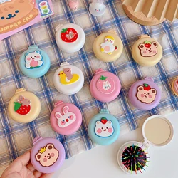 Beauty Cute Cartoon Small Red Flower Air Cushion Comb Mirror Rabbit Avocado Pattern Mini Portable Airbag Foldable Mirror