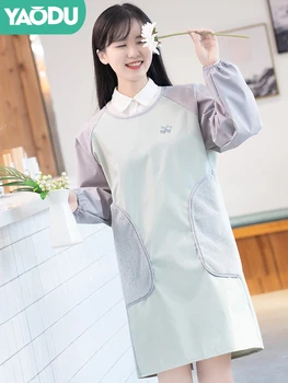 

Apron kitchen home waterproof and oil-proof 2019 new fashion coat gown adult female long sleeve work anti-dressing