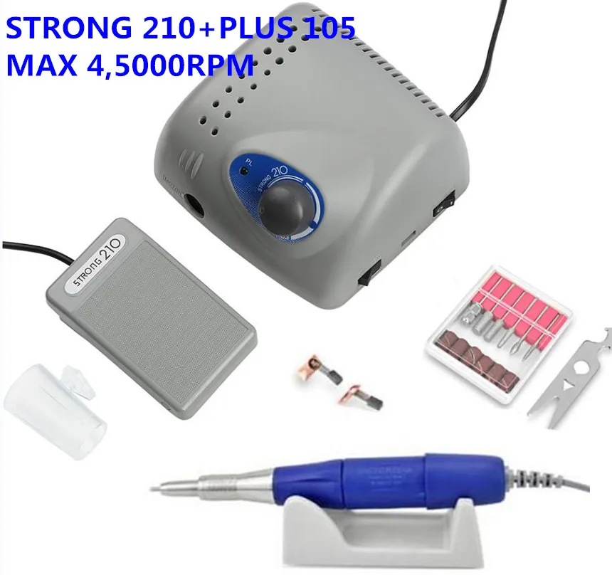 Фрезер Strong 210 PLUS 105L Электрический для маникюра и педикюра аппарат ногтей