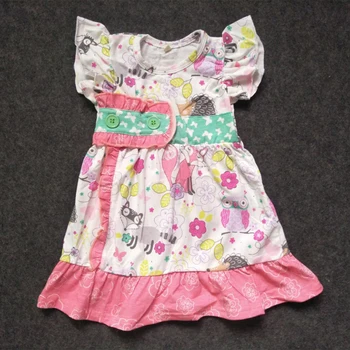 

Animal owl summer baby girl dress ruffle children clothes boutique knee length little girls plus size dresses