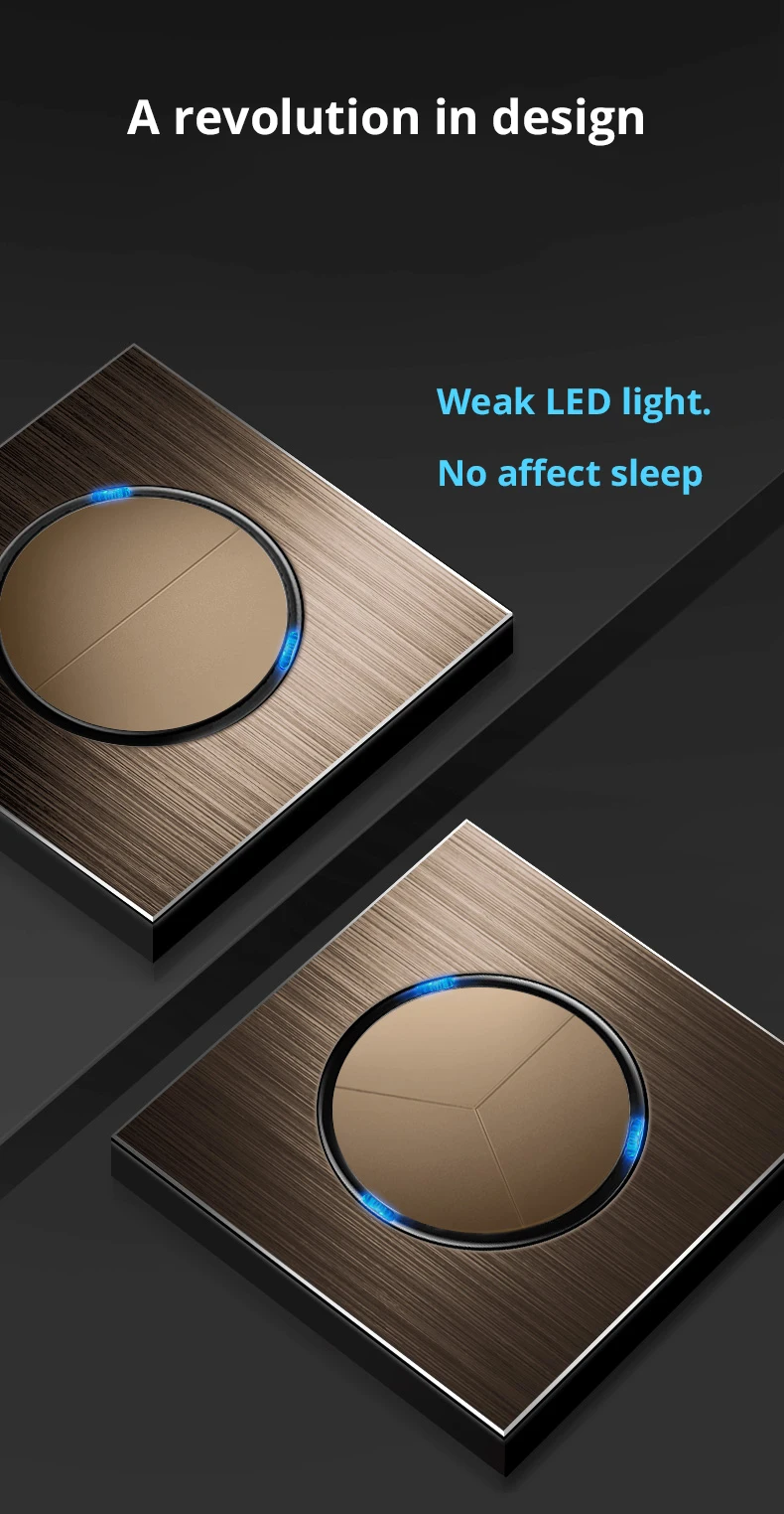 dimmer marrom escovado painel de metal cetim