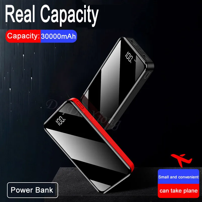 

Power Bank Real capacity 30000mah External Battery powerbank 2 USB LED Type-c Portable phone Charger for Xiaomi 5S Universal