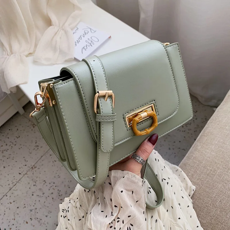 

2019 summer new fashion lock small square bag Korean version of simple and generous shoulder slung women's bags