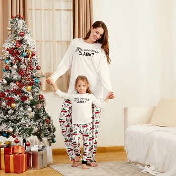 

PatPat New Arrival Autumn and Winter You Serious CLARK Letter Print Family Family Matching Pajamas Sets（Flame resistant) Family