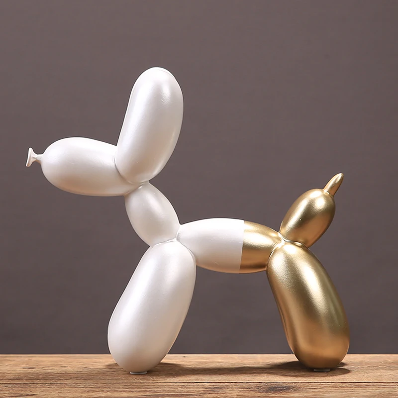Resin Balloon Dog Sculpture Figurine Animal Statue Crafts Decor Ornaments White 