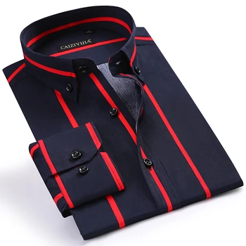 

Men's Contrast Black/white Wide Striped Dress Shirts Comfortable 100% Cotton Smart Casual Slim-fit Long Sleeve Button-down Shirt