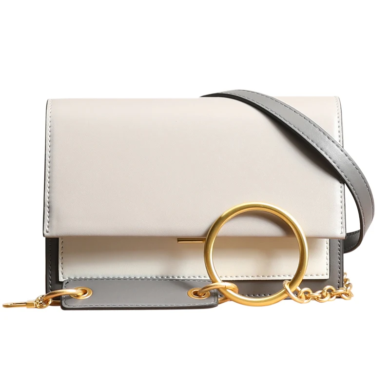 

High-end women's bag leather handbag 2019 new fashion chain Messenger bag shoulder versatile small square bag commuter bag