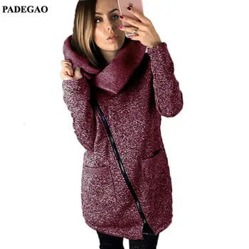 

PADEGAO Women Autumn Winter Clothes Warm Fleece Jacket Slant Zipper Collared Coat Casual Clothing Outwear Plus Size 5XL PDG223