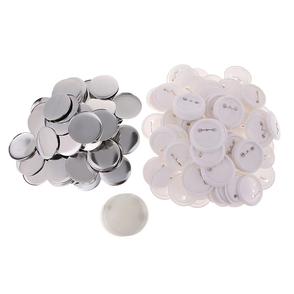 100 Sets Button Parts for Badge Maker Machine Button DIY Crafts and Children's Craft Activities (58mm 2¼ inch)