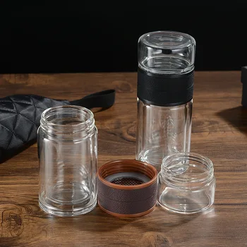 

One-Button Tea Separation Double Layer Glass Cup Net Red Tea Men's Large Capacity Warm-Keeping Water Cup Tea Cup water bottle