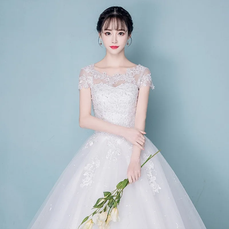 Woman Simple Lace White Wedding Dress - Image 3