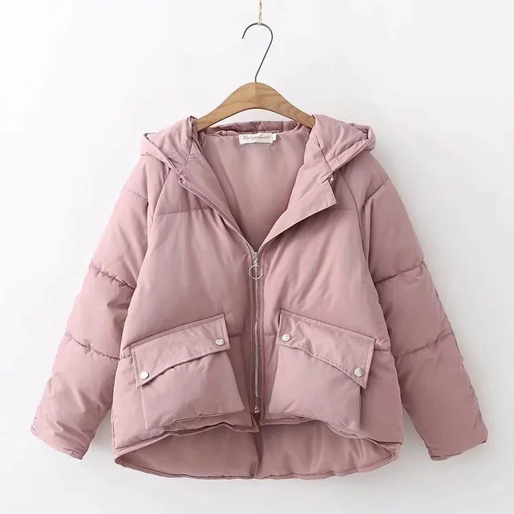 

2018 Winter Mori Girl Sweet Solid Color Large Pocket Loose-Fit Short Cotton-padded Clothes Hooded Cotton Coat Women's 90457