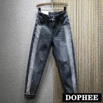

European Denim Pants Woman 2020 Spring New High-Waist Loose Hot Drilling Harem Jeans Trousers Spodnie Damskie Jean Mujer
