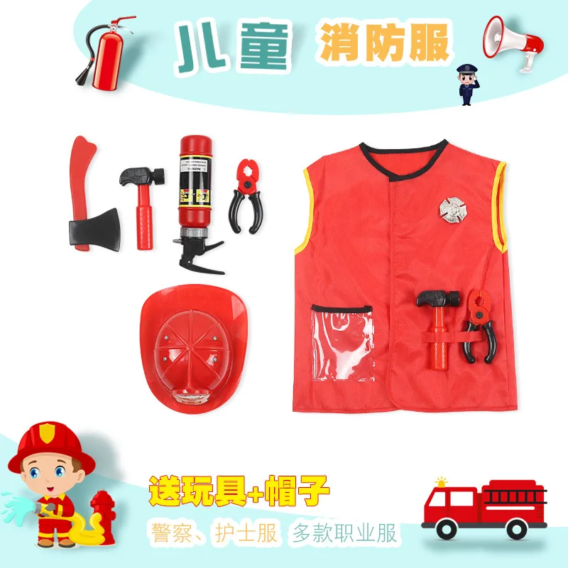 Halloween Cosplay Firefighter Uniform Children Uniform Table Performance Pilots Engineering Chef Doctor Nurse Clothing