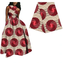 Красная круглая принтованная африканская настоящая вощеная ткань Анкара для женского платья 6 ярдов дизайн настоящая нигерийская голландская восковая ткань 330