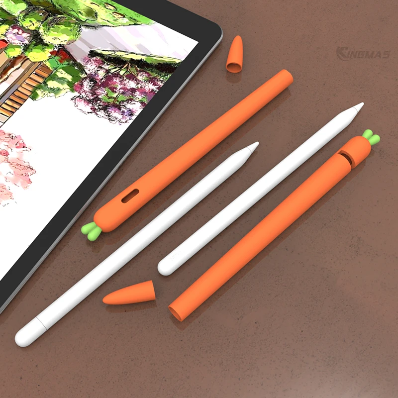 Soft carrot Silicone For Apple Pencil 1 2 Case Compatible For iPad Tablet Touch Pen Stylus Protective Sleeve Cover coque