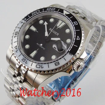

BLIGER Black 40mm Automatic Wristwatch Men Sapphire Glass Steel Band Date Window MIYOTA/MINGZHU Movement