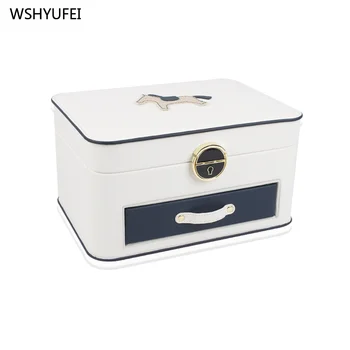 

Pony with mirror lock leather jewelry box ring display protection portable jewelry storage box necklace bracelet Christmas gift