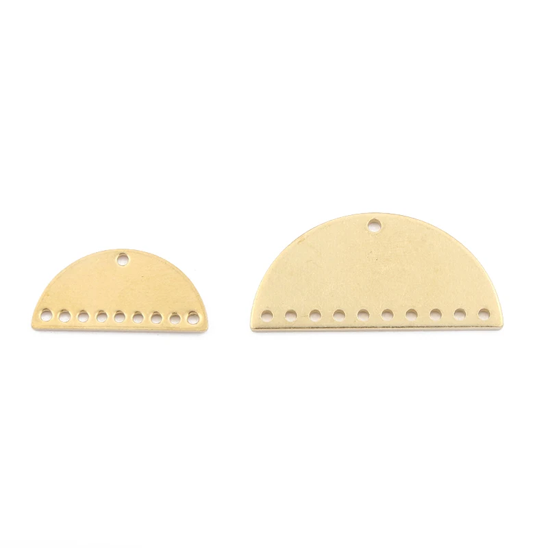 

20Pcs Raw Brass Semicircle Shape Stamping Charms 9 Holes Earring Connector Pendant For Necklace DIY Jewelry Making Supplies